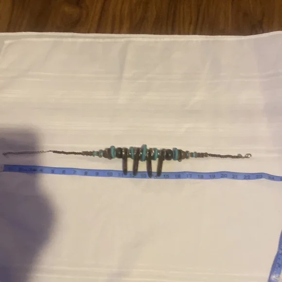 Vintage Chico Layered Turquoise/Wood/Silver Necklace - Picture 2 of 3